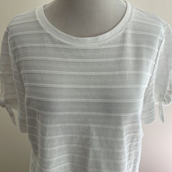 NWT textured T shirt open sleeves ties split sides women’s large Liz Claiborne - Picture 2 of 8